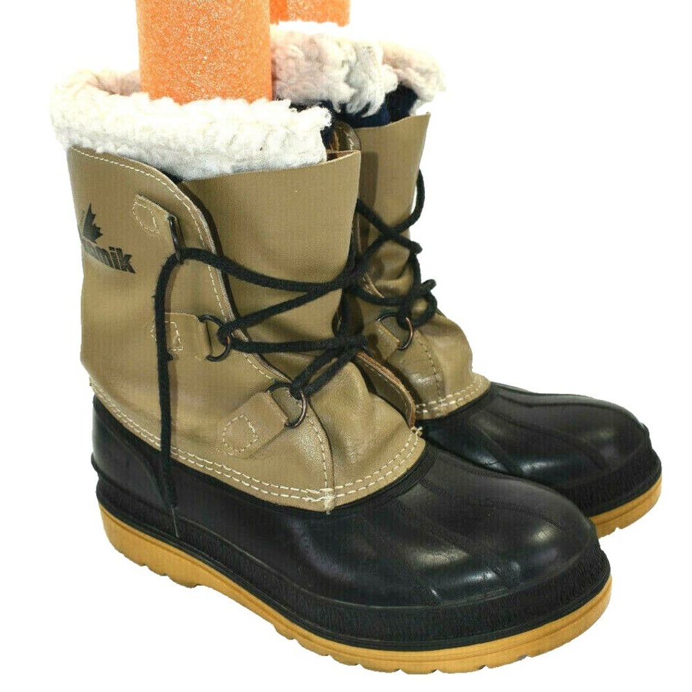 Kamik Women's Brown Winter Snow Duck Boots Leather Lace Up Fleece Lined Sz 7 M